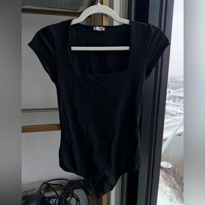 Free People Black Square Neck Bodysuit